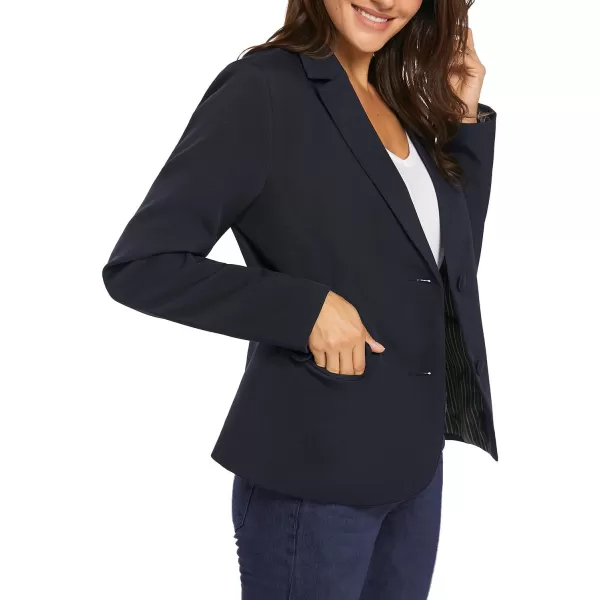 luvamia Womens Long Sleeve Formal Notch Lapel Button Down Blazer Pockets JacketPageant Blue W Striped Lining