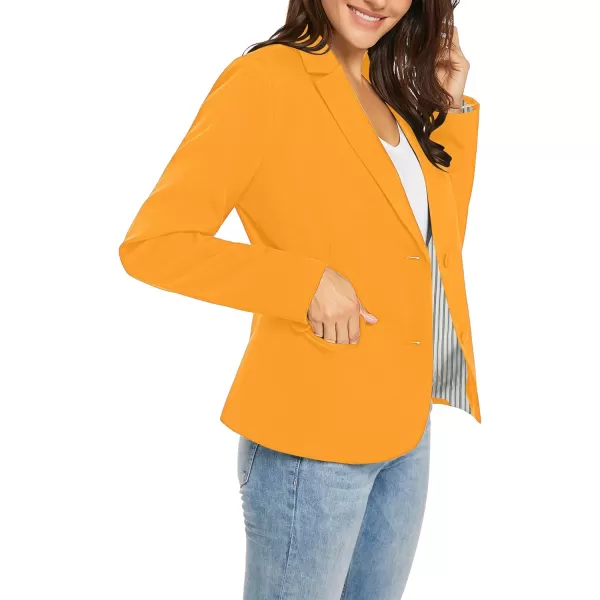 luvamia Womens Long Sleeve Formal Notch Lapel Button Down Blazer Pockets JacketRadiant Yellow W Striped Lining