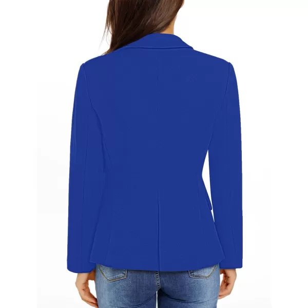 luvamia Womens Long Sleeve Formal Notch Lapel Button Down Blazer Pockets JacketRoyal Blue