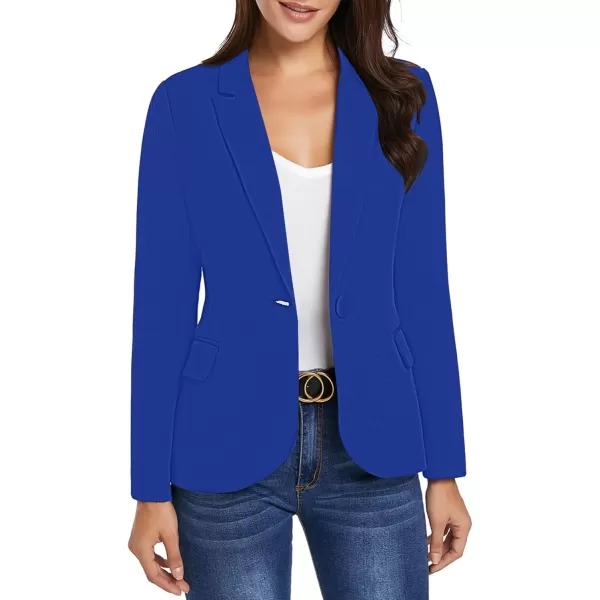 luvamia Womens Long Sleeve Formal Notch Lapel Button Down Blazer Pockets JacketRoyal Blue