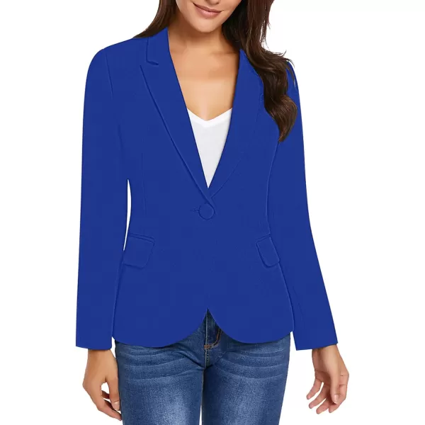 luvamia Womens Long Sleeve Formal Notch Lapel Button Down Blazer Pockets JacketRoyal Blue