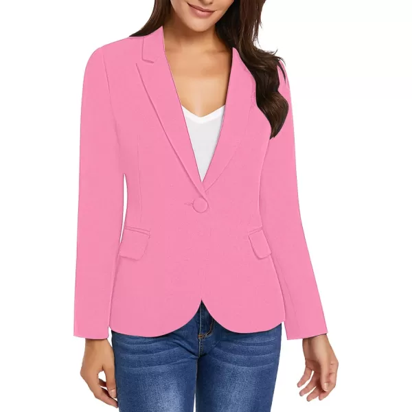 luvamia Womens Long Sleeve Formal Notch Lapel Button Down Blazer Pockets JacketSachet Pink
