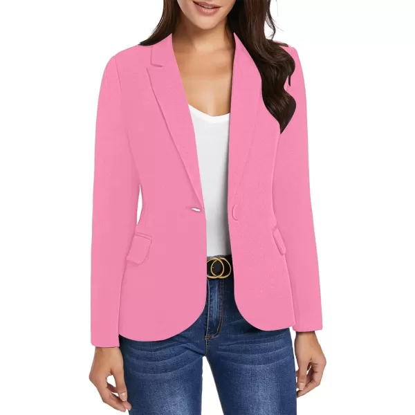 luvamia Womens Long Sleeve Formal Notch Lapel Button Down Blazer Pockets JacketSachet Pink