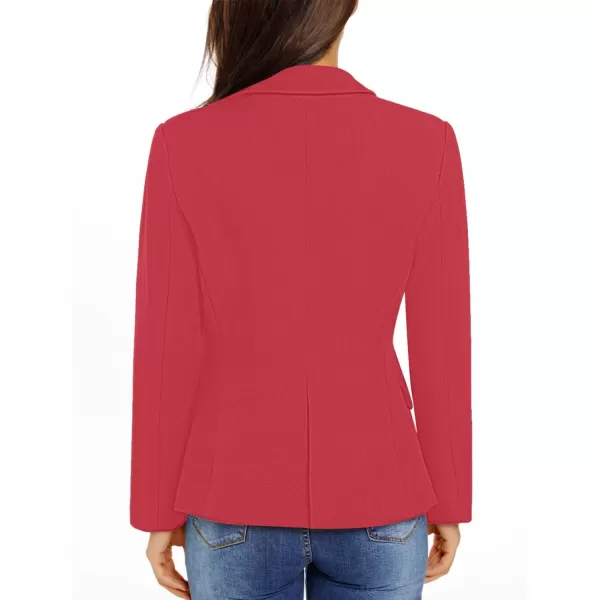 luvamia Womens Long Sleeve Formal Notch Lapel Button Down Blazer Pockets JacketTrue Red