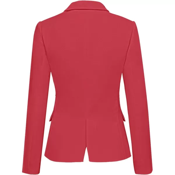 luvamia Womens Long Sleeve Formal Notch Lapel Button Down Blazer Pockets JacketTrue Red