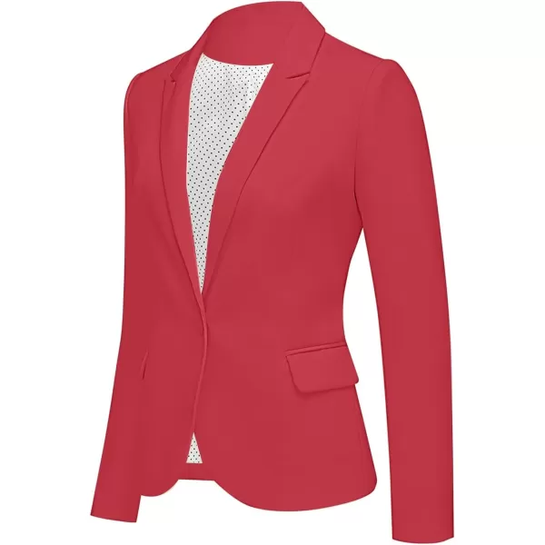 luvamia Womens Long Sleeve Formal Notch Lapel Button Down Blazer Pockets JacketTrue Red