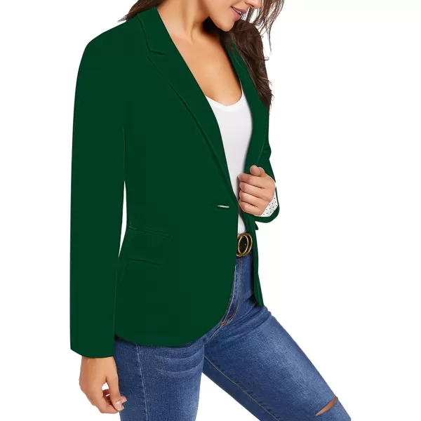 luvamia Womens Long Sleeve Formal Notch Lapel Button Down Blazer Pockets JacketVerdant Green