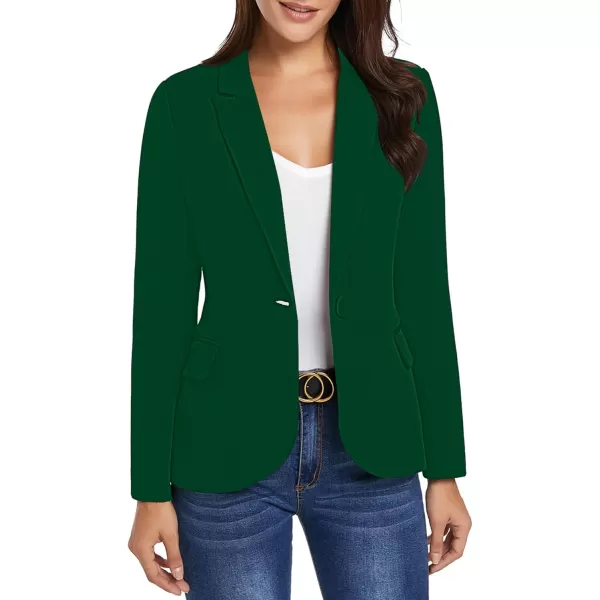 luvamia Womens Long Sleeve Formal Notch Lapel Button Down Blazer Pockets JacketVerdant Green