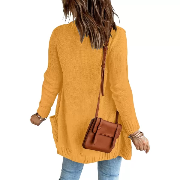 luvamia Womens Long Sleeve Open Front Buttons Cable Knit Pocket Sweater CardiganB Orange