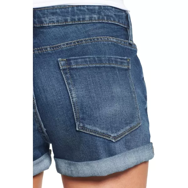 luvamia Womens Ripped Denim Jean Shorts High Waisted Stretchy Folded Hem Short JeansA1 Cape Blue