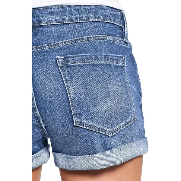 luvamia Womens Ripped Denim Jean Shorts High Waisted Stretchy Folded Hem Short JeansA1 Lapis Air