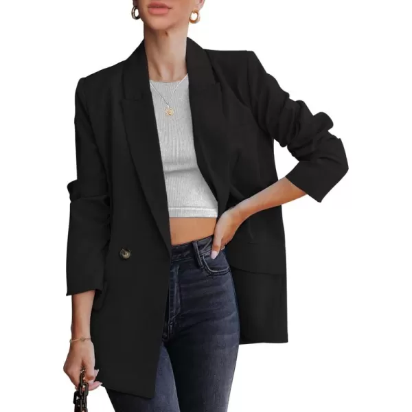 luvamia Blazer Jackets for Women Work Casual Office Long Sleeve Fashion Dressy Business OutfitsBlack