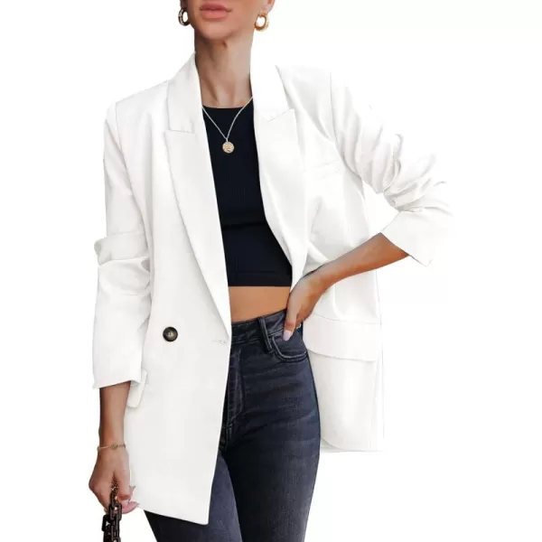 luvamia Blazer Jackets for Women Work Casual Office Long Sleeve Fashion Dressy Business OutfitsBrilliant White