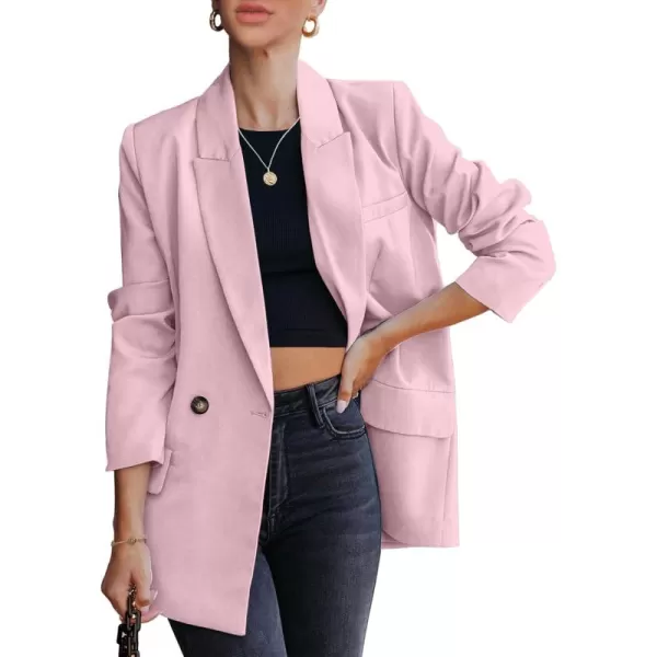 luvamia Blazer Jackets for Women Work Casual Office Long Sleeve Fashion Dressy Business OutfitsCameo Pink