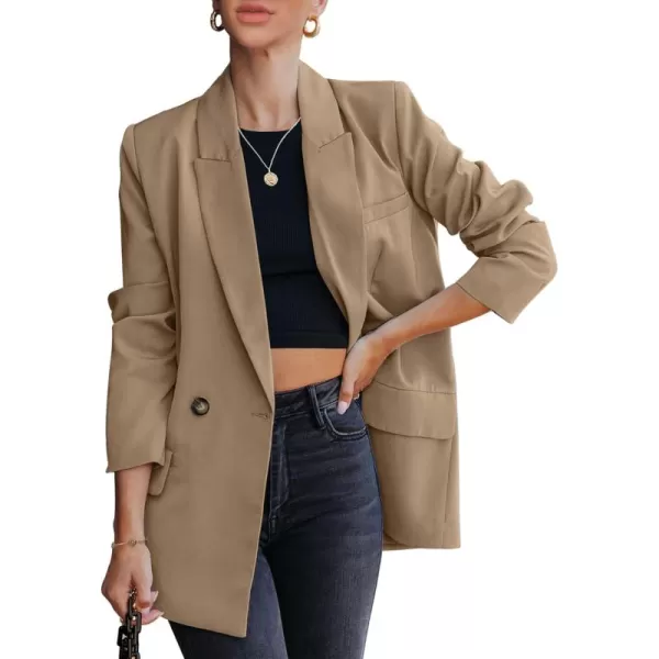 luvamia Blazer Jackets for Women Work Casual Office Long Sleeve Fashion Dressy Business OutfitsDark Khaki