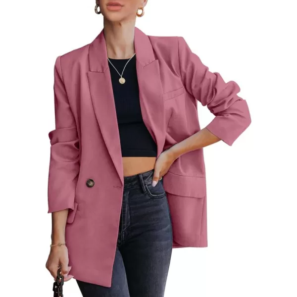 luvamia Blazer Jackets for Women Work Casual Office Long Sleeve Fashion Dressy Business OutfitsDesert Rose