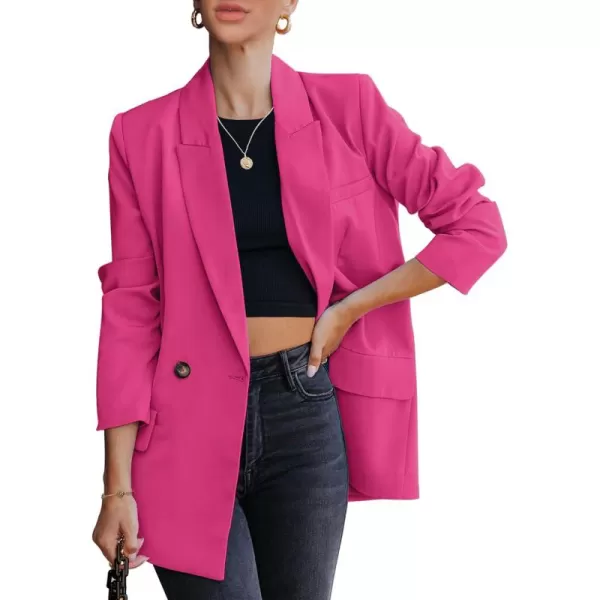 luvamia Blazer Jackets for Women Work Casual Office Long Sleeve Fashion Dressy Business OutfitsMagenta