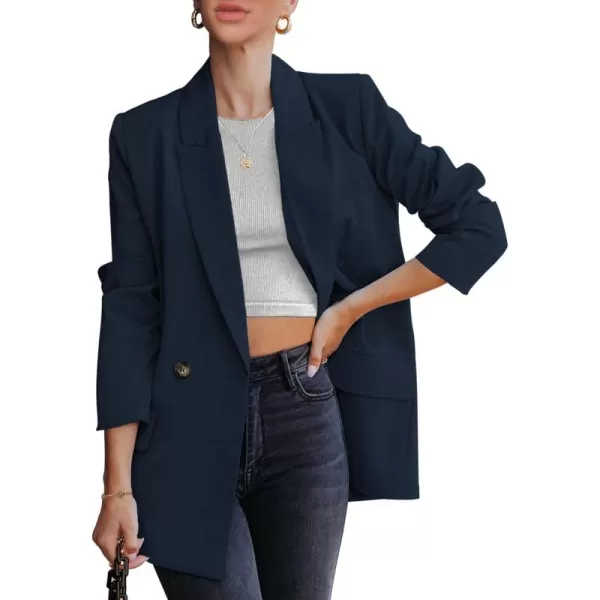 luvamia Blazer Jackets for Women Work Casual Office Long Sleeve Fashion Dressy Business OutfitsNavy Blue