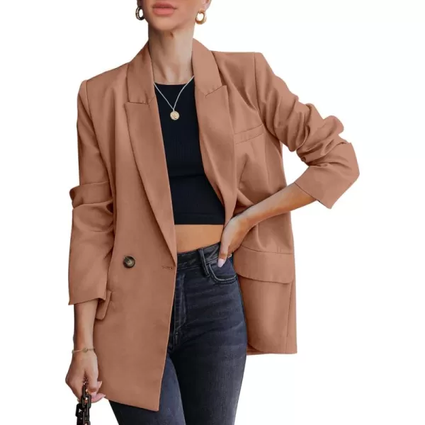 luvamia Blazer Jackets for Women Work Casual Office Long Sleeve Fashion Dressy Business OutfitsToasted Nut