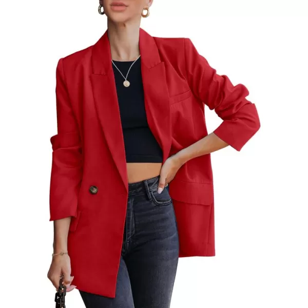 luvamia Blazer Jackets for Women Work Casual Office Long Sleeve Fashion Dressy Business OutfitsTrue Red