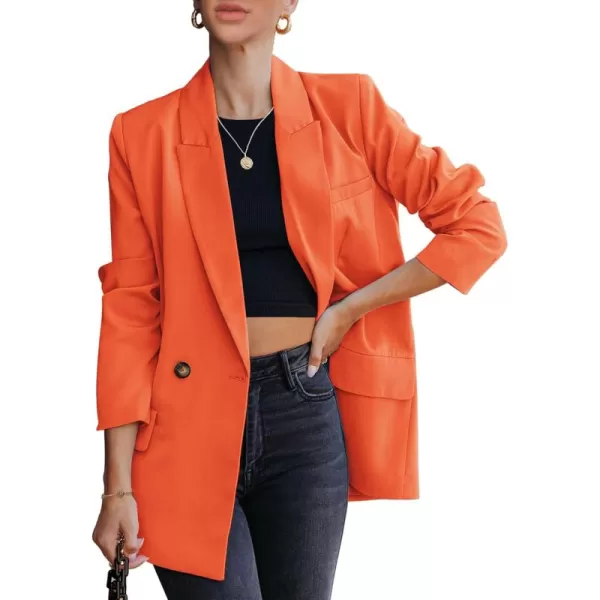 luvamia Blazer Jackets for Women Work Casual Office Long Sleeve Fashion Dressy Business OutfitsVibrant Orange