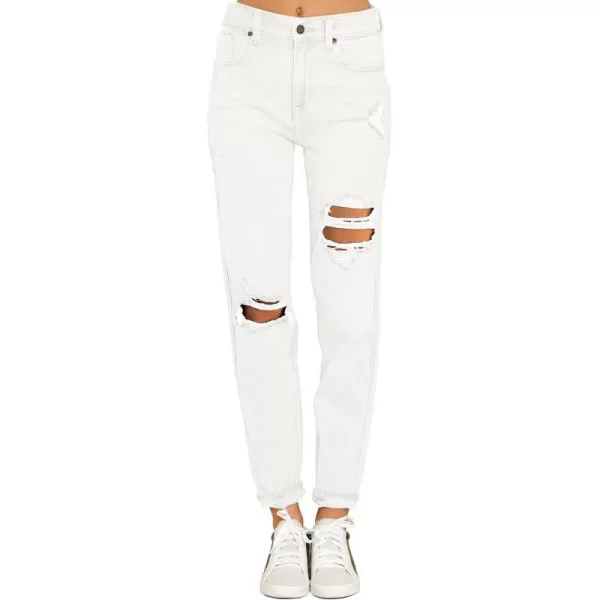 luvamia Boyfriend Jeans for Women Stretch High Waisted Ripped Distressed Mom Jeans Slim Denim PantsA1 Brilliant White