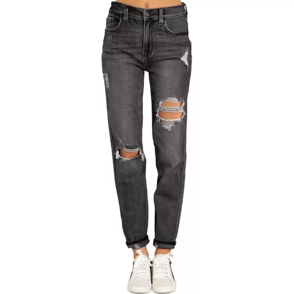 luvamia Boyfriend Jeans for Women Stretch High Waisted Ripped Distressed Mom Jeans Slim Denim PantsA1 Pebble Grey