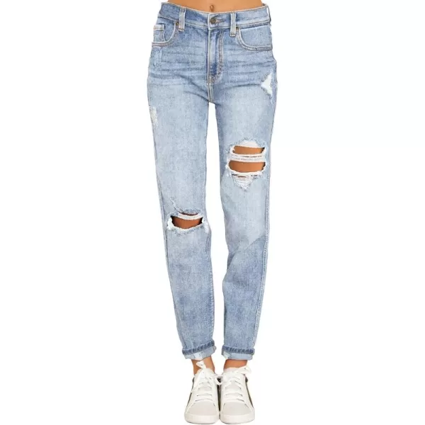 luvamia Boyfriend Jeans for Women Stretch High Waisted Ripped Distressed Mom Jeans Slim Denim PantsA1 Roadknight Blue