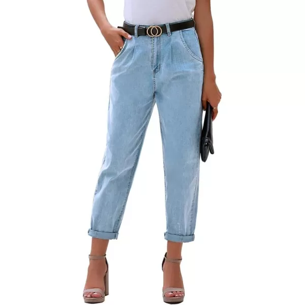 luvamia Mom Jeans for Women Trendy High Waisted Stretchy Loose Jeans for Women Denim PantsA Airy Blue