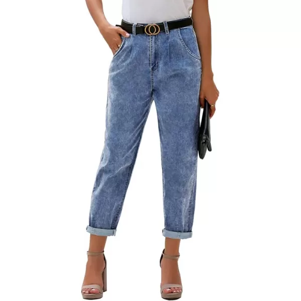 luvamia Mom Jeans for Women Trendy High Waisted Stretchy Loose Jeans for Women Denim PantsA Lapis Storm