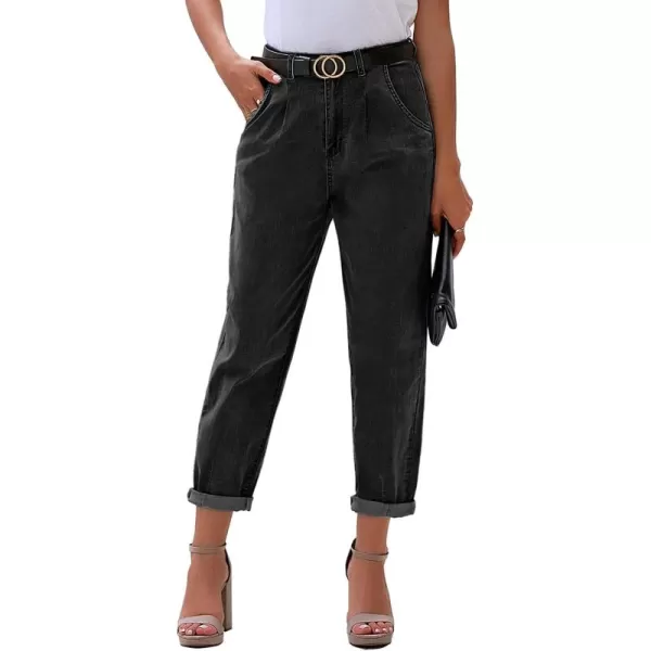 luvamia Mom Jeans for Women Trendy High Waisted Stretchy Loose Jeans for Women Denim PantsA Slate Black