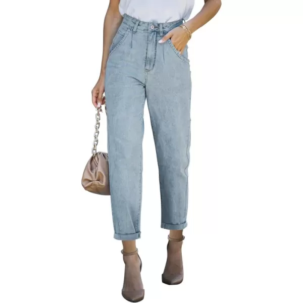 luvamia Mom Jeans for Women Trendy High Waisted Stretchy Loose Jeans for Women Denim PantsVintage Powder Blue