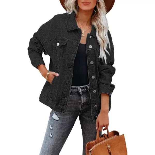 luvamia Womens Jean Jacket Oversized Boyfriend Trucker Denim Jackets for Women ShacketC Vintage Black
