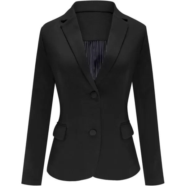 luvamia Womens Long Sleeve Formal Notch Lapel Button Down Blazer Pockets JacketBlack W Striped Lining