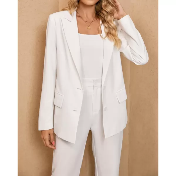 luvamia 2 Piece Outfits for Women Dressy Blazer Jackets High Waisted Straight Leg Pants Suits Set Business Casual OfficeBright White