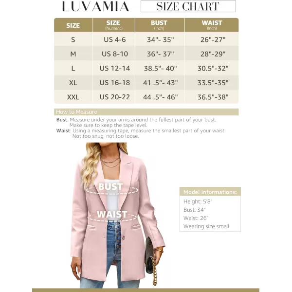 luvamia 2024 Blazers for Women Business Casual Long Blazer Jackets Dressy Work Professional Office Outfits Lapel PocketsPeach Blush