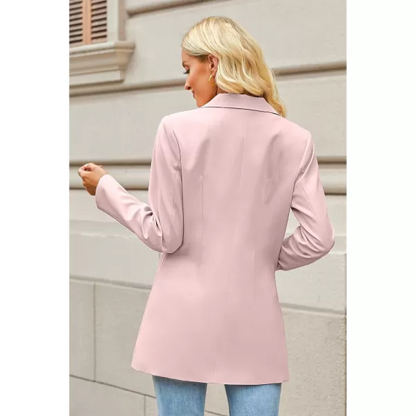 luvamia 2024 Blazers for Women Business Casual Long Blazer Jackets Dressy Work Professional Office Outfits Lapel PocketsPeach Blush