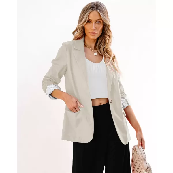 luvamia Blazers for Women Business Casual Dressy Work Fashion Lightweight Spring Summer Linen Unlined 2024 Suit JacketsApricot