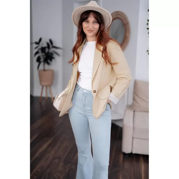 luvamia Blazers for Women Business Casual Dressy Work Fashion Lightweight Spring Summer Linen Unlined 2024 Suit JacketsBeige