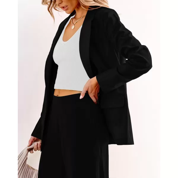 luvamia Blazers for Women Business Casual Dressy Work Fashion Lightweight Spring Summer Linen Unlined 2024 Suit JacketsBlack