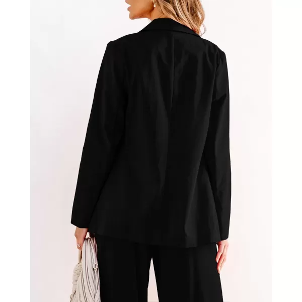 luvamia Blazers for Women Business Casual Dressy Work Fashion Lightweight Spring Summer Linen Unlined 2024 Suit JacketsBlack