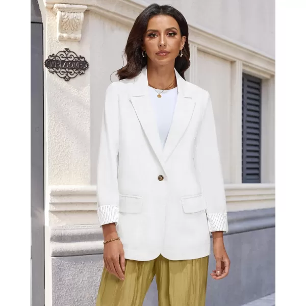 luvamia Blazers for Women Business Casual Dressy Work Fashion Lightweight Spring Summer Linen Unlined 2024 Suit JacketsCream White