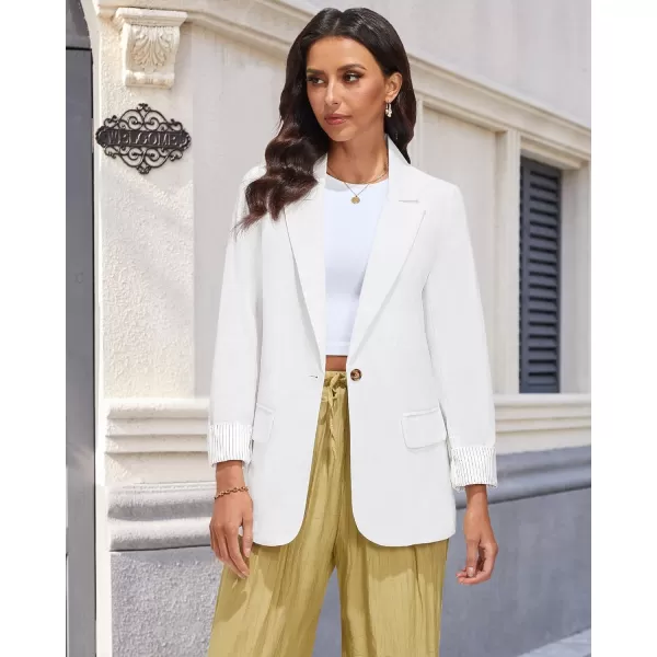 luvamia Blazers for Women Business Casual Dressy Work Fashion Lightweight Spring Summer Linen Unlined 2024 Suit JacketsCream White