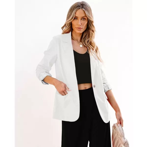 luvamia Blazers for Women Business Casual Dressy Work Fashion Lightweight Spring Summer Linen Unlined 2024 Suit JacketsCream White