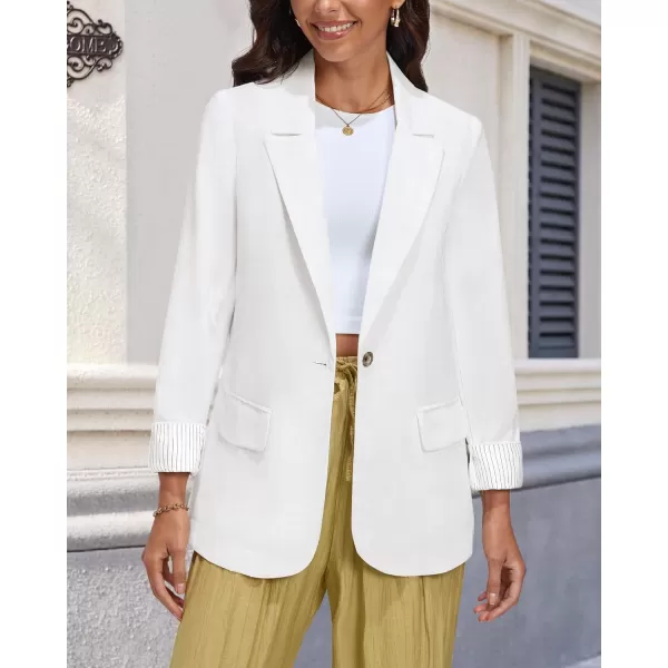 luvamia Blazers for Women Business Casual Dressy Work Fashion Lightweight Spring Summer Linen Unlined 2024 Suit JacketsCream White