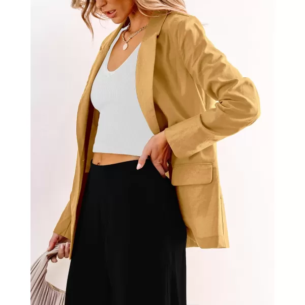 luvamia Blazers for Women Business Casual Dressy Work Fashion Lightweight Spring Summer Linen Unlined 2024 Suit JacketsHoney Yellow