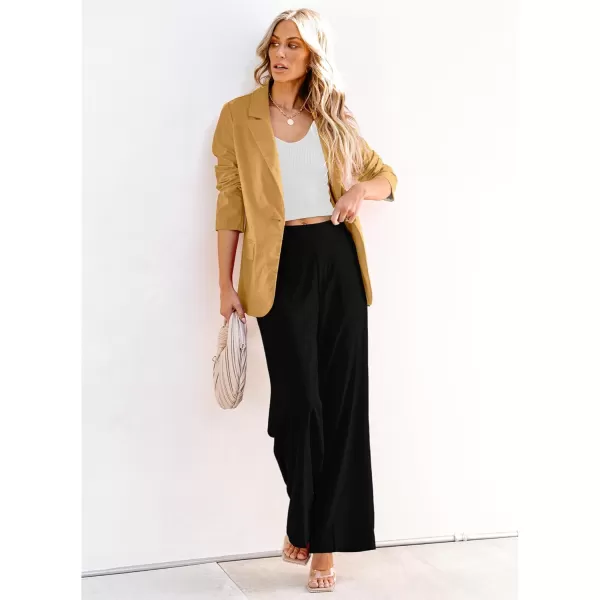 luvamia Blazers for Women Business Casual Dressy Work Fashion Lightweight Spring Summer Linen Unlined 2024 Suit JacketsHoney Yellow