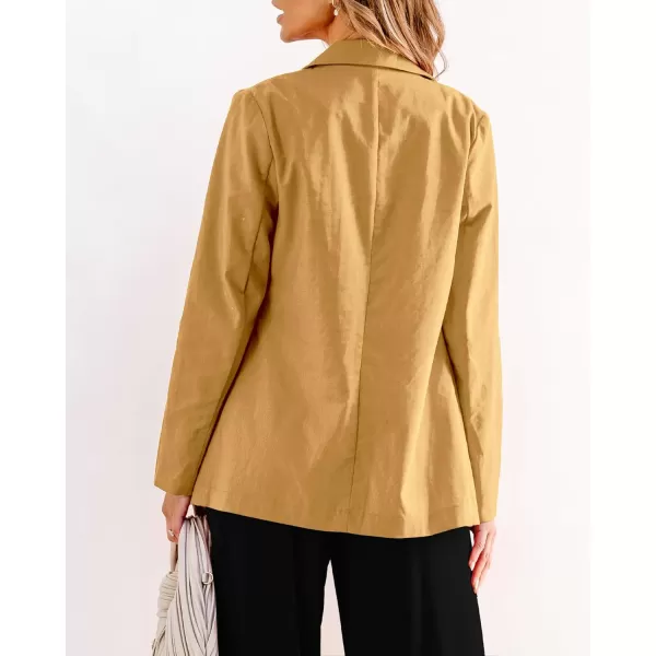 luvamia Blazers for Women Business Casual Dressy Work Fashion Lightweight Spring Summer Linen Unlined 2024 Suit JacketsHoney Yellow