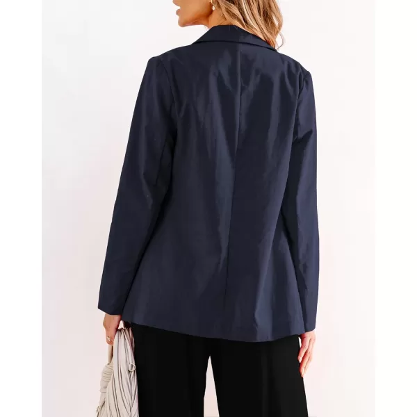 luvamia Blazers for Women Business Casual Dressy Work Fashion Lightweight Spring Summer Linen Unlined 2024 Suit JacketsNavy Blue