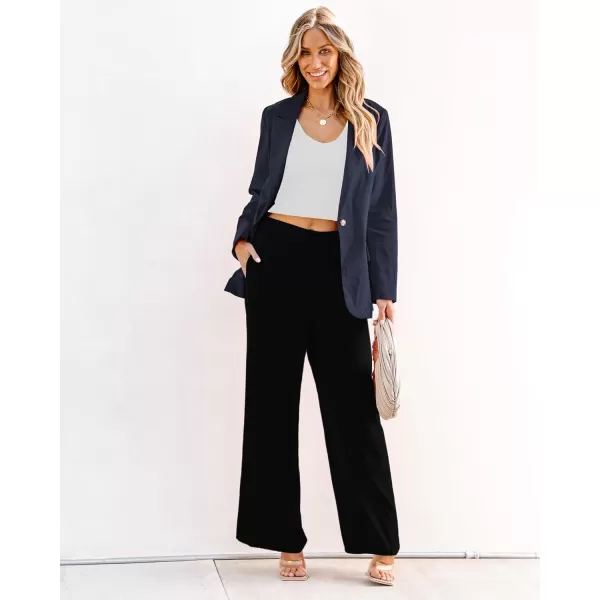 luvamia Blazers for Women Business Casual Dressy Work Fashion Lightweight Spring Summer Linen Unlined 2024 Suit JacketsNavy Blue